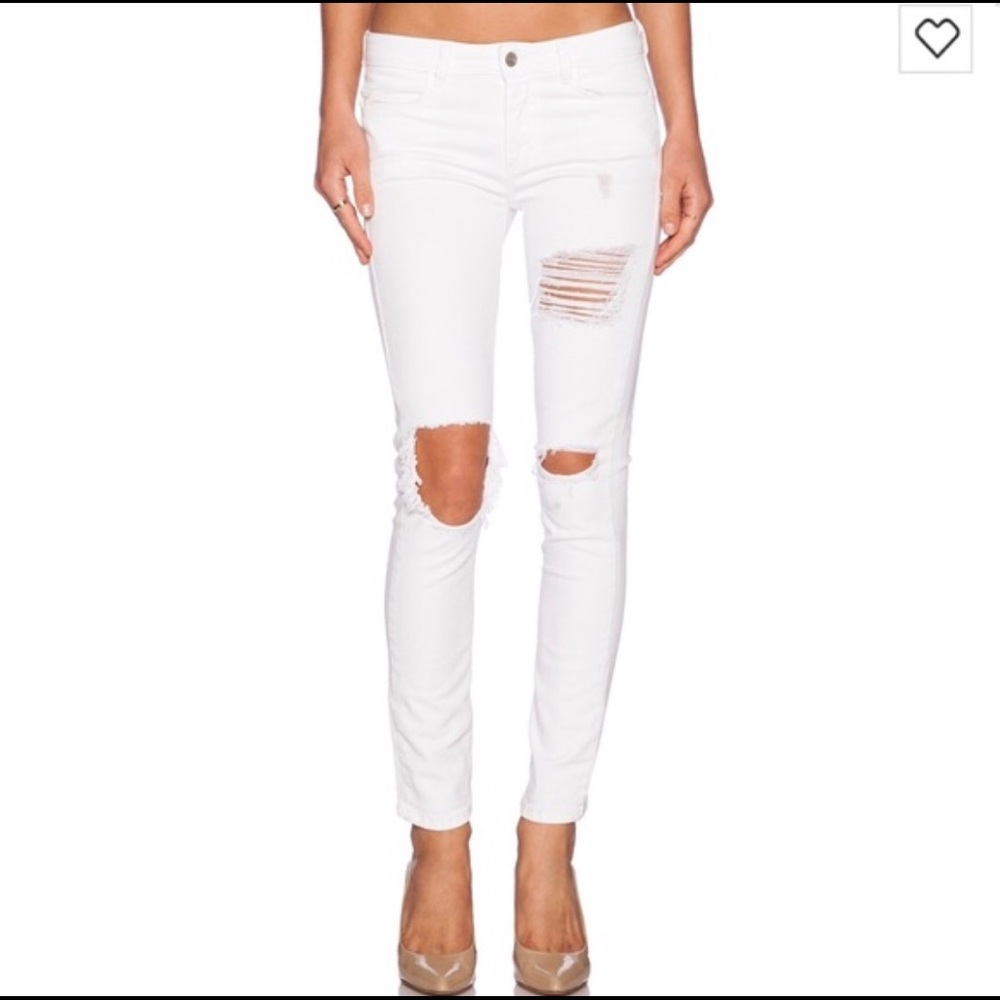 Siwy White Distressed Low Rise Jeans